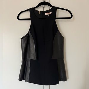 Rebecca Taylor Leather Peplum Top
